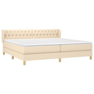 Κρεβάτι Boxspring με Στρώμα Κρεμ 200x200 εκ. Υφασμάτινο