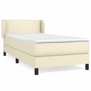 Κρεβάτι Boxspring με Στρώμα Κρεμ 90x190 εκ. από Συνθετικό Δέρμα