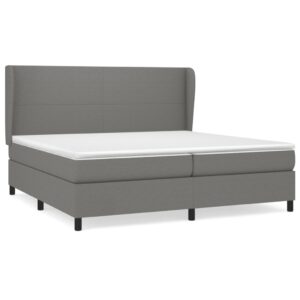 Κρεβάτι Boxspring με Στρώμα Σκούρο Γκρι 200x200 εκ. Υφασμάτινο