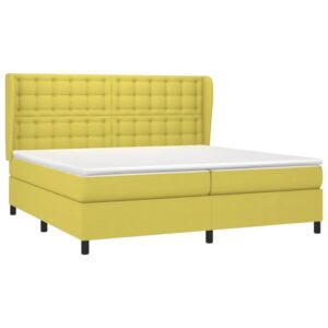 Κρεβάτι Boxspring με Στρώμα Πράσινο 200x200 εκ. Υφασμάτινο