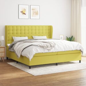 Κρεβάτι Boxspring με Στρώμα Πράσινο 200x200 εκ. Υφασμάτινο