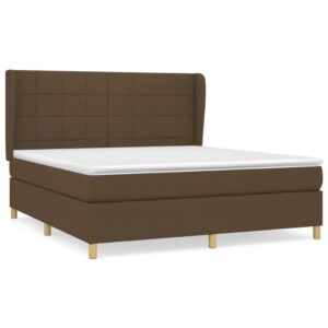 Κρεβάτι Boxspring με Στρώμα Σκούρο Καφέ 160x200 εκ Υφασμάτινο