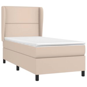 Κρεβάτι Boxspring με Στρώμα Καπουτσίνο 90x200εκ.από Συνθ. Δέρμα