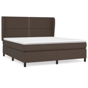 Κρεβάτι Boxspring με Στρώμα Καφέ 160x200εκ. από Συνθετικό Δέρμα