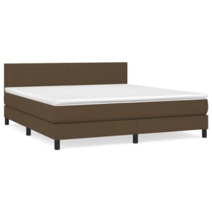 Κρεβάτι Boxspring με Στρώμα Σκούρο Καφέ 160x200 εκ Υφασμάτινο