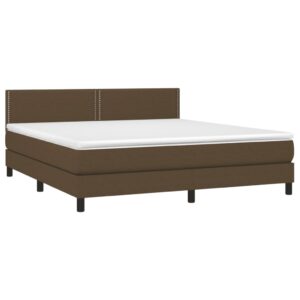 Κρεβάτι Boxspring με Στρώμα Σκούρο Καφέ 160x200 εκ Υφασμάτινο