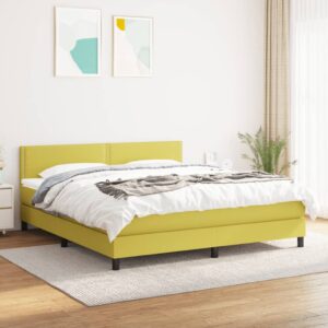 Κρεβάτι Boxspring με Στρώμα Πράσινο 160x200 εκ.Υφασμάτινο