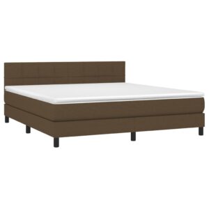 Κρεβάτι Boxspring με Στρώμα Σκούρο Καφέ 160x200 εκ Υφασμάτινο