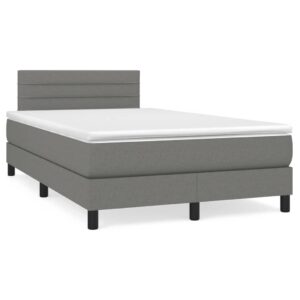 Κρεβάτι Boxspring με Στρώμα Σκούρο Γκρι 120x200 εκ. Υφασμάτινο