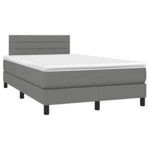 Κρεβάτι Boxspring με Στρώμα Σκούρο Γκρι 120x200 εκ. Υφασμάτινο