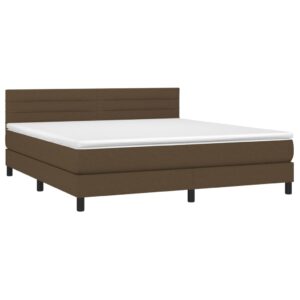 Κρεβάτι Boxspring με Στρώμα Σκούρο Καφέ 160x200 εκ Υφασμάτινο