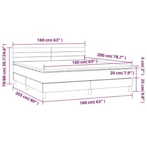 Κρεβάτι Boxspring με Στρώμα Σκούρο Καφέ 160x200 εκ Υφασμάτινο