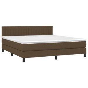 Κρεβάτι Boxspring με Στρώμα Σκούρο Καφέ 160x200 εκ Υφασμάτινο