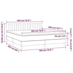 Κρεβάτι Boxspring με Στρώμα Σκούρο Γκρι 180x200 εκ Υφασμάτιν