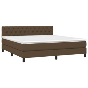 Κρεβάτι Boxspring με Στρώμα Σκούρο Καφέ 160x200 εκ Υφασμάτινο