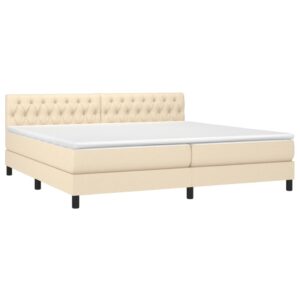 Κρεβάτι Boxspring με Στρώμα Κρεμ 200x200 εκ. Υφασμάτινο