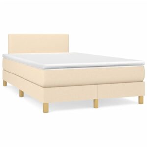 Κρεβάτι Boxspring με Στρώμα Κρεμ 120x200 εκ. Υφασμάτινο