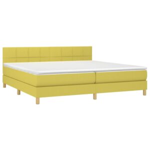 Κρεβάτι Boxspring με Στρώμα Πράσινο 200x200 εκ. Υφασμάτινο