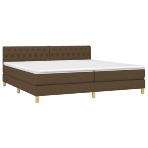 Κρεβάτι Boxspring με Στρώμα Σκούρο Καφέ 200x200 εκ. Υφασμάτινο