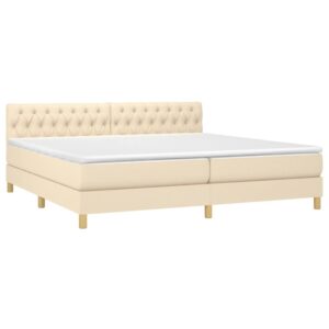 Κρεβάτι Boxspring με Στρώμα Κρεμ 200x200 εκ. Υφασμάτινο