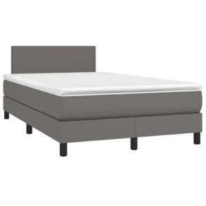 Κρεβάτι Boxspring με Στρώμα Γκρι 120x200εκ. από Συνθετικό Δέρμα