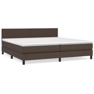 Κρεβάτι Boxspring με Στρώμα Καφέ 200x200 εκ. Συνθετικό Δέρμα