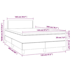 Κρεβάτι Boxspring με Στρώμα Γκρι 120x200εκ. από Συνθετικό Δέρμα