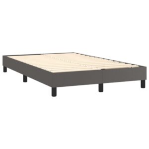 Κρεβάτι Boxspring με Στρώμα Γκρι 120x200εκ. από Συνθετικό Δέρμα