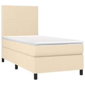 Κρεβάτι Boxspring με Στρώμα Κρεμ 80 x 200 εκ. Υφασμάτινο