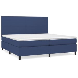 Κρεβάτι Boxspring με Στρώμα Μπλε 200x200 εκ. Υφασμάτινο