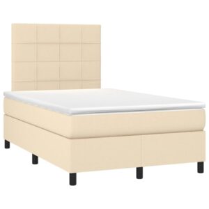 Κρεβάτι Boxspring με Στρώμα Κρεμ 120x200 εκ. Υφασμάτινο