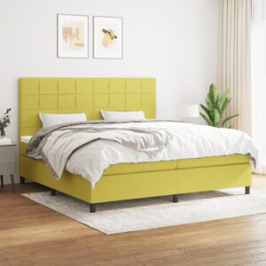 Κρεβάτι Boxspring με Στρώμα Πράσινο 200x200 εκ. Υφασμάτινο