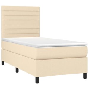 Κρεβάτι Boxspring με Στρώμα Κρεμ 90x200 εκ.Υφασμάτινο