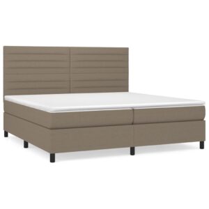 Κρεβάτι Boxspring με Στρώμα Taupe 200x200 εκ. Υφασμάτινο