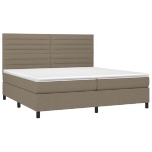 Κρεβάτι Boxspring με Στρώμα Taupe 200x200 εκ. Υφασμάτινο