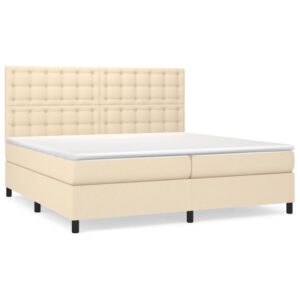 Κρεβάτι Boxspring με Στρώμα Κρεμ 200x200 εκ. Υφασμάτινο