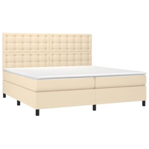 Κρεβάτι Boxspring με Στρώμα Κρεμ 200x200 εκ. Υφασμάτινο