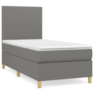 Κρεβάτι Boxspring με Στρώμα Σκούρο Γκρι 80x200 εκ. Υφασμάτινο