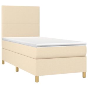 Κρεβάτι Boxspring με Στρώμα Κρεμ 80 x 200 εκ. Υφασμάτινο