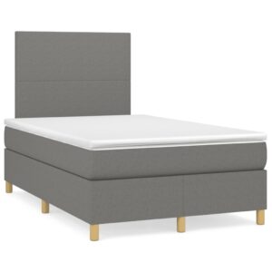 Κρεβάτι Boxspring με Στρώμα Σκούρο Γκρι 120x200 εκ. Υφασμάτινο