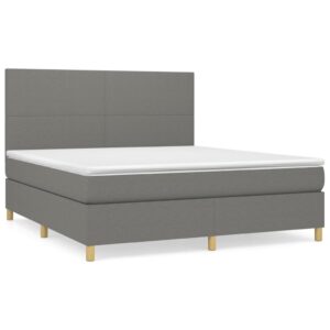 Κρεβάτι Boxspring με Στρώμα Σκούρο Γκρι 160x200 εκ Υφασμάτινο