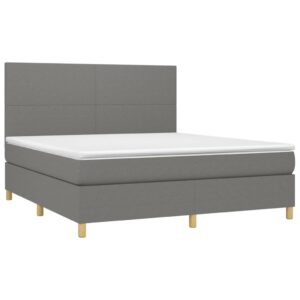 Κρεβάτι Boxspring με Στρώμα Σκούρο Γκρι 160x200 εκ Υφασμάτινο