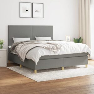 Κρεβάτι Boxspring με Στρώμα Σκούρο Γκρι 160x200 εκ Υφασμάτινο