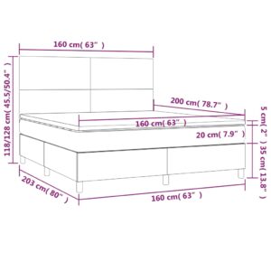 Κρεβάτι Boxspring με Στρώμα Σκούρο Γκρι 160x200 εκ Υφασμάτινο