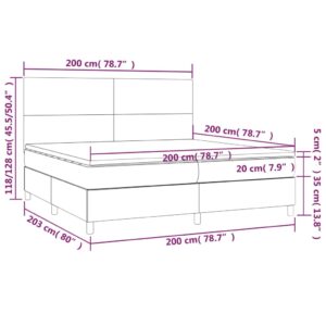 Κρεβάτι Boxspring με Στρώμα Σκούρο Γκρι 200x200 εκ. Υφασμάτινο