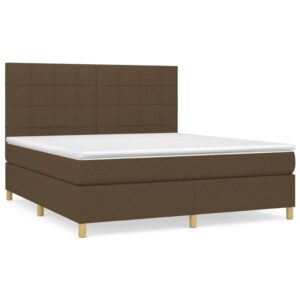 Κρεβάτι Boxspring με Στρώμα Σκούρο Καφέ 160x200 εκ Υφασμάτινο