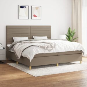 Κρεβάτι Boxspring με Στρώμα Taupe 200x200 εκ. Υφασμάτινο