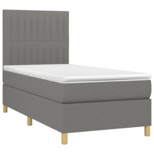 Κρεβάτι Boxspring με Στρώμα Σκούρο Γκρι 80x200 εκ. Υφασμάτινο