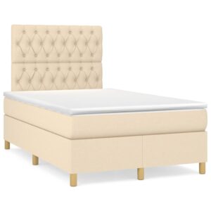 Κρεβάτι Boxspring με Στρώμα Κρεμ 120x200 εκ. Υφασμάτινο