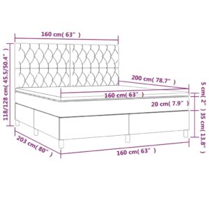 Κρεβάτι Boxspring με Στρώμα Σκούρο Καφέ 160x200 εκ Υφασμάτινο